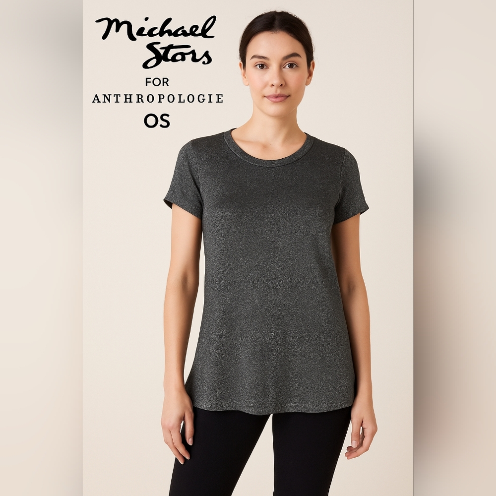 Anthropologie Michael Stars Women’s Gray Short Sleeve T‑Shirt One Size